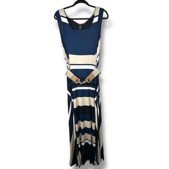 Signature By Robbie Bee Y2K 90's Sleeveless Belted Pull-On Sundress Maxi Dress - Picture 2 of 7